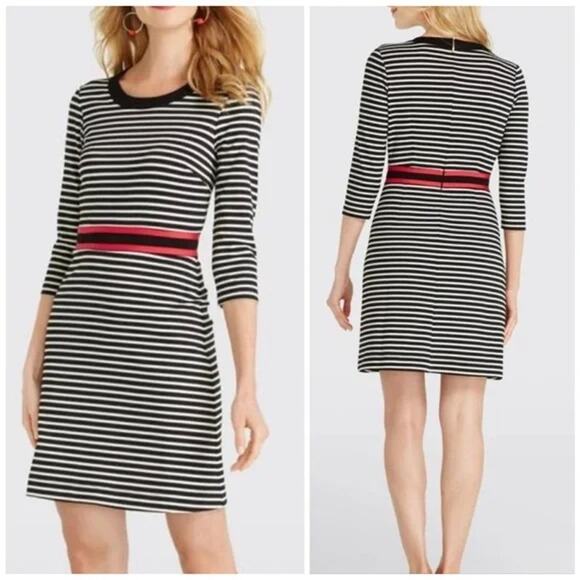 Draper James Mini Dress XS Black White Striped Persley Ponte Knit Preppy - Picture 4 of 11